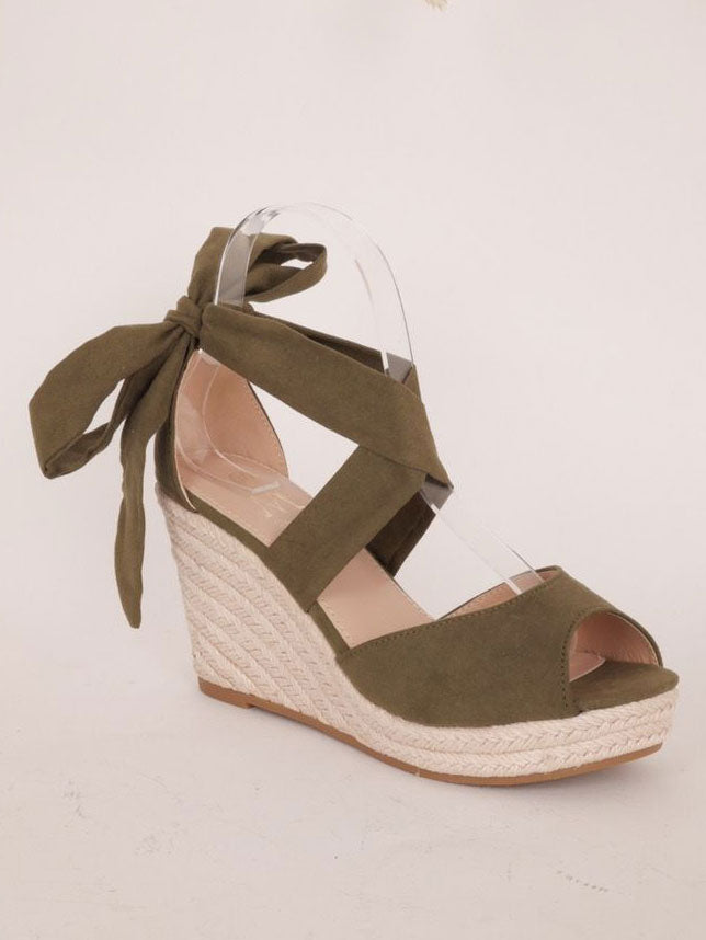 Malucca - Espadrillos med hæl og bindebånd